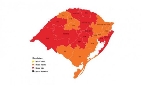 Mapa preliminar da 39ª rodada indica 11 regiões em vermelho e 10 em laranja mapa