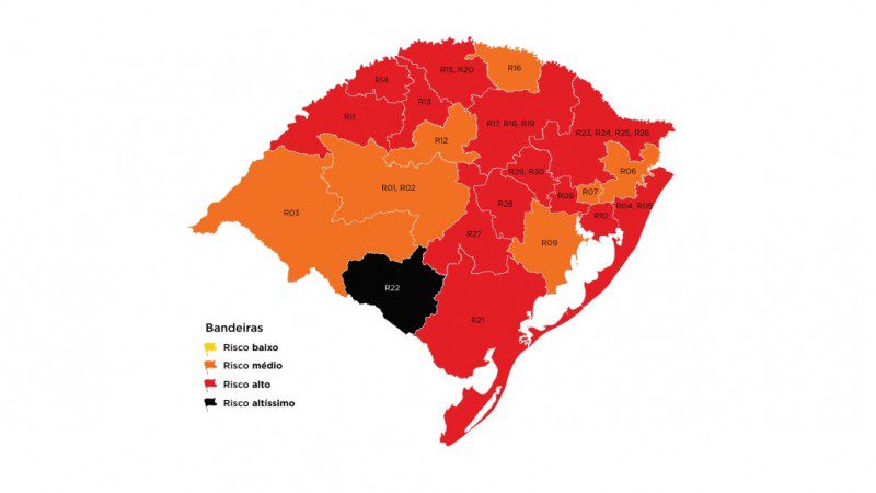Com indeferimento de recursos, RS volta a ter bandeira preta no mapa definitivo da 35ª rodada rs