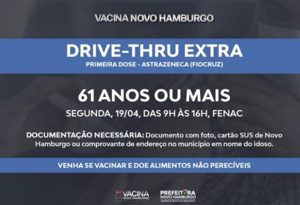 Nesta segunda-feira segue drive-thru de vacinas para pessoas de 61 anos ou mais drive 3