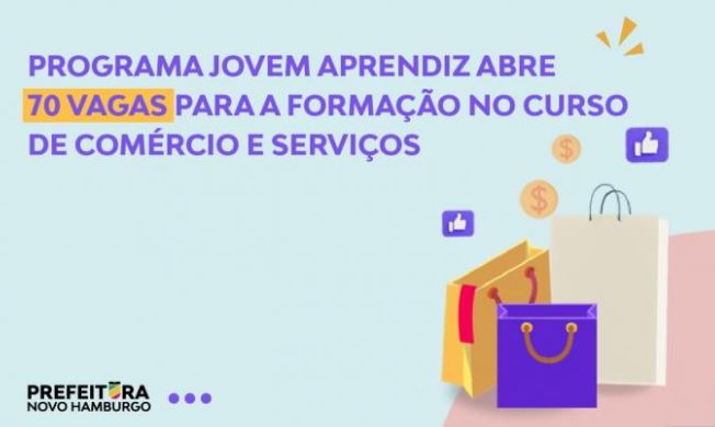 Jovem Aprendiz: 70 vagas para o curso de comércio e serviços jovem