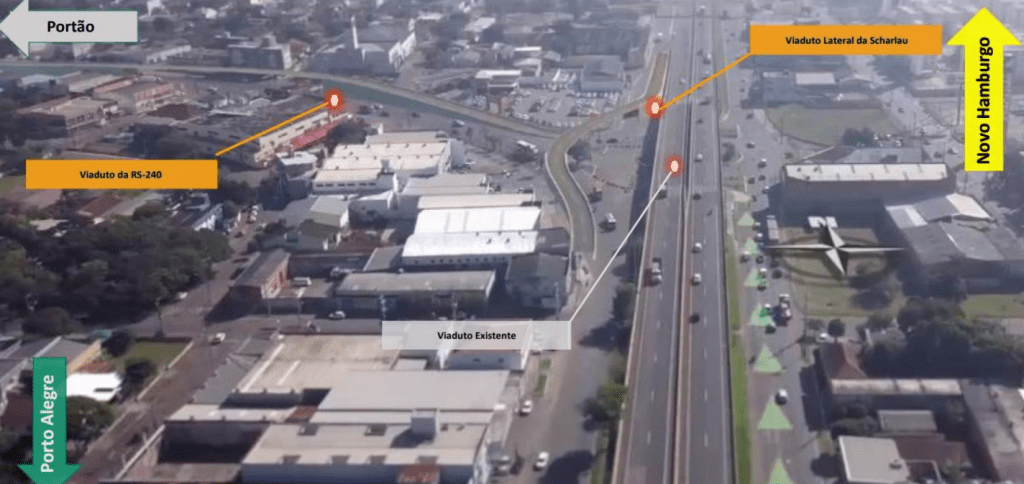 DNIT realizará operação de estreitamento de pista e bloqueios temporários para lançamento de vigas no viaduto da RS-240 obras