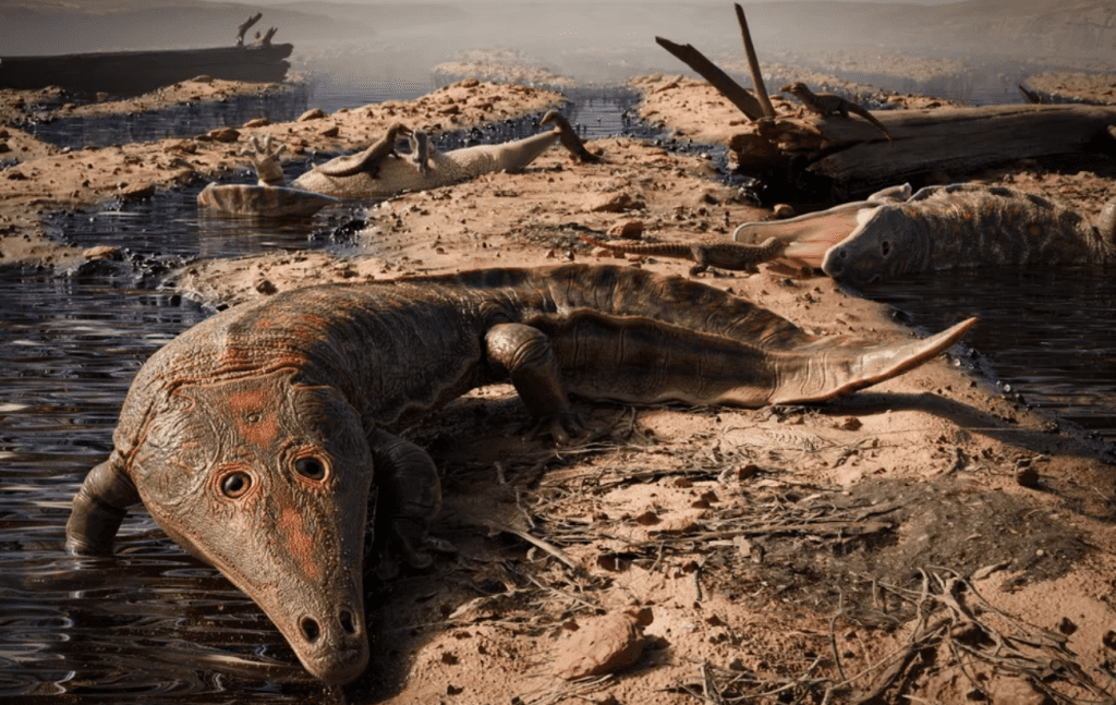 Fóssil de anfíbio gigante mais antigo que os Dinossauros é encontrado em fazenda do RS anfibio gigante