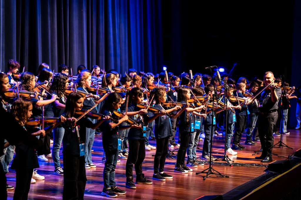Apresentação do Núcleo de Orquestras Jovens no concerto de encerramento de 2025, realizado em dezembro passado. Foto: Marina Bastos / ONHFP