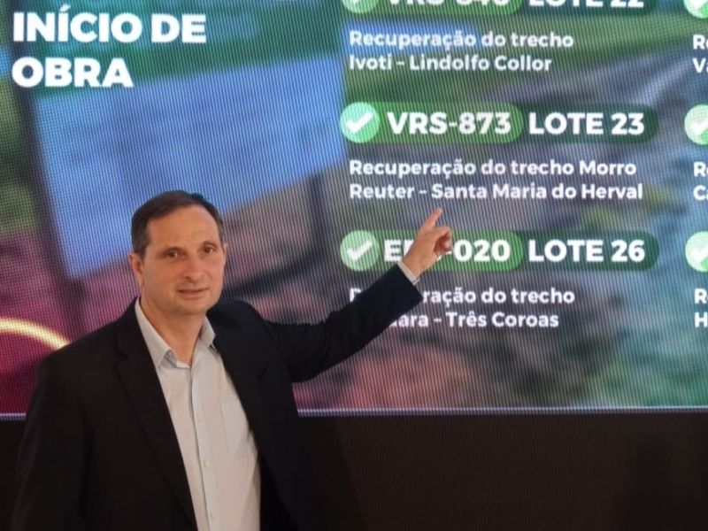 VRS-873 receberá investimento de R$ 39,38 milhões para recuperação em Morro Reuter Prefeito Airton Bohn acompanha a oficialização das intervenções que vão recuperar 13,87 quilômetros da VRS-873. Foto: Divulgação/Reprodução Prefeitura de Morro Reuter