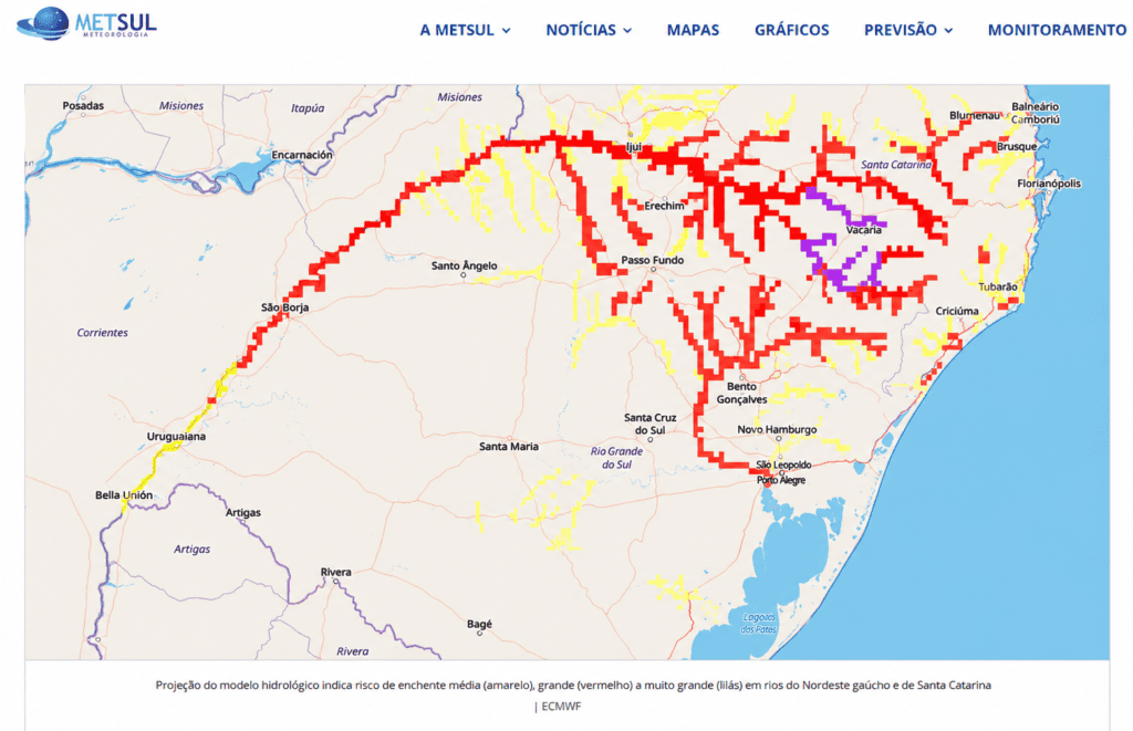 Chuva extrema aumenta alerta para cheias e riscos geológicos no Rio Grande do Sul